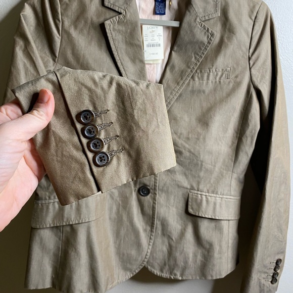 NWT J. Crew Tan/ Taupe Cotton Blazer Two-Button Blazer Size 8 - Picture 3 of 10